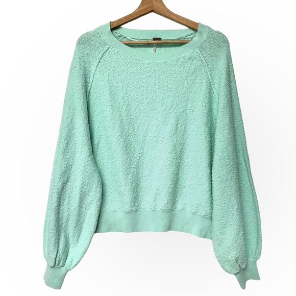 Free People Sweaters - Free People Found My Friend Boucle Pullover Oversized Sweater Mint Green Small
